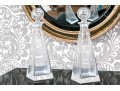 Pair Of Italian Colle Pyramidal Form Crystal Decanters With Stoppers