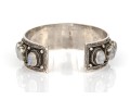 Sterling Silver Fabulous Chunky Cabachon Rainbow Moonstone Studded Cuff Bracelet