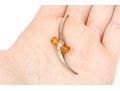 Assorted Lot Of Sterling And 800 Silver Amber Jewelry Pieces, Including A Cuff Bracelet