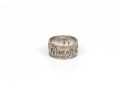 14k White Gold Judaica Patterned Band Ring, 9.75 Mm Wide, Size 6.25