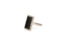 10k White Gold Simple Vintage Rectangular Profile Black Onyx Ring, Size 8.75+