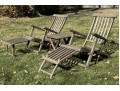 Gloucester Pair Of Teak Chaise Lounge Chairs With Side Table