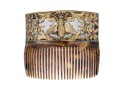 Vintage Gold Wash Metal Decorated Faux Tortoise Shell Hair Comb