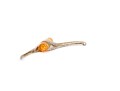 Assorted Lot Of Sterling And 800 Silver Amber Jewelry Pieces, Including A Cuff Bracelet