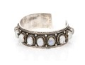 Sterling Silver Fabulous Chunky Cabachon Rainbow Moonstone Studded Cuff Bracelet