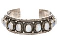 Sterling Silver Fabulous Chunky Cabachon Rainbow Moonstone Studded Cuff Bracelet