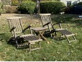 Gloucester Pair Of Teak Chaise Lounge Chairs With Side Table