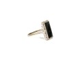 10k White Gold Simple Vintage Rectangular Profile Black Onyx Ring, Size 8.75+