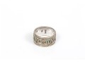 14k White Gold Judaica Patterned Band Ring, 9.75 Mm Wide, Size 6.25