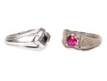 Sterling Silver Pair Of Retro Chunky Assorted Rings, Size 10