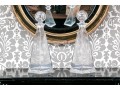 Pair Of Italian Colle Pyramidal Form Crystal Decanters With Stoppers