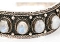 Sterling Silver Fabulous Chunky Cabachon Rainbow Moonstone Studded Cuff Bracelet