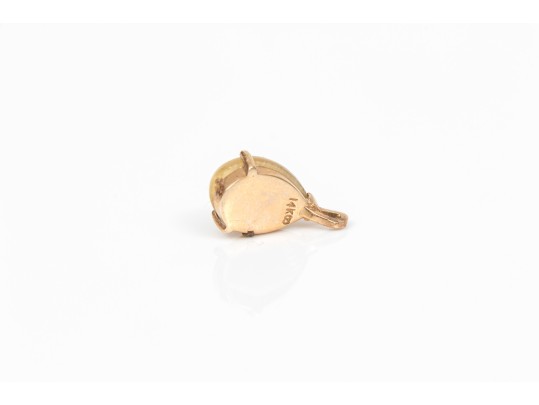 14k Yellow Gold Cabachon Tan To Brown Cats Eye Pendant