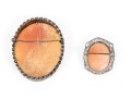 Sterling Silver Lovely Pair Of Vintage Cameo Brooches