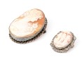 Sterling Silver Lovely Pair Of Vintage Cameo Brooches
