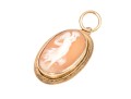 14k Yellow Gold Pretty Oval Cameo Pendant, Solid Bezel