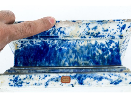 The Winkle Terracotta Co. Blue Splatter Ware Ceramic Eagle On Pedestal