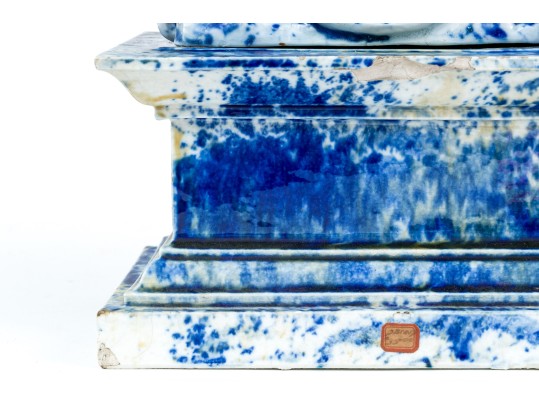 The Winkle Terracotta Co. Blue Splatter Ware Ceramic Eagle On Pedestal