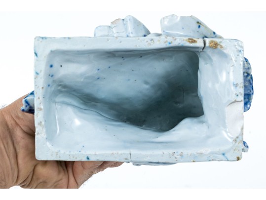 The Winkle Terracotta Co. Blue Splatter Ware Ceramic Eagle On Pedestal