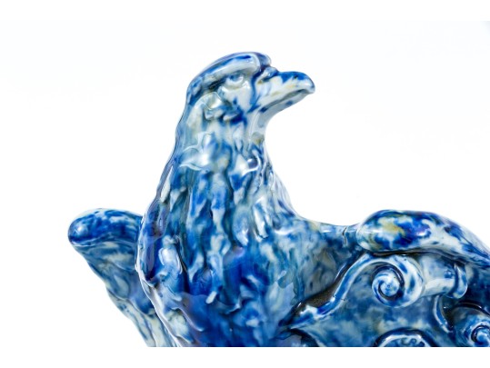 The Winkle Terracotta Co. Blue Splatter Ware Ceramic Eagle On Pedestal