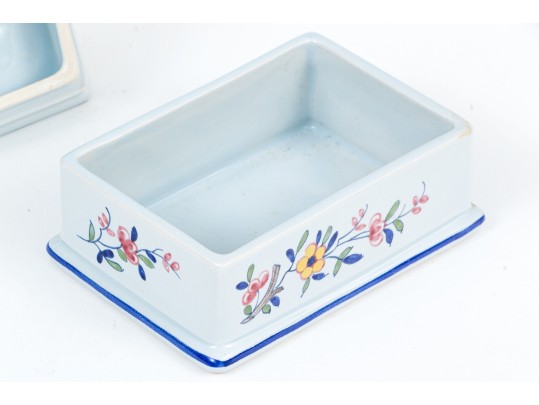 Adorable French Tiffany & Co. Hand-Painted Ceramic Box With Dog Finial