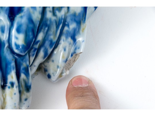 The Winkle Terracotta Co. Blue Splatter Ware Ceramic Eagle On Pedestal