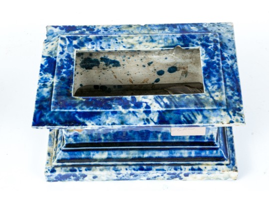 The Winkle Terracotta Co. Blue Splatter Ware Ceramic Eagle On Pedestal