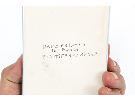 Adorable French Tiffany & Co. Hand-Painted Ceramic Box With Dog Finial