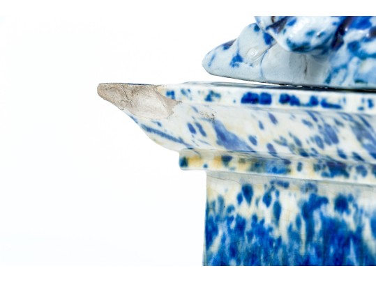 The Winkle Terracotta Co. Blue Splatter Ware Ceramic Eagle On Pedestal