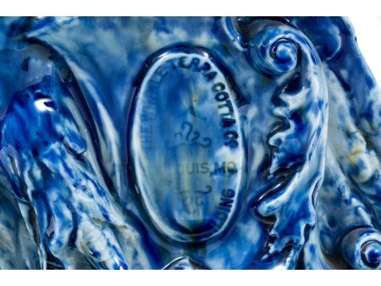 The Winkle Terracotta Co. Blue Splatter Ware Ceramic Eagle On Pedestal