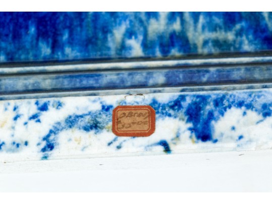 The Winkle Terracotta Co. Blue Splatter Ware Ceramic Eagle On Pedestal