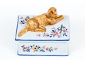 Adorable French Tiffany & Co. Hand-Painted Ceramic Box With Dog Finial