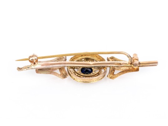 Antique Gold Filled Glass Halo And Seed Pearl Brooch