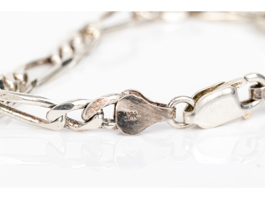 Collection Of Matching Sterling Silver Figaro Link Necklaces, And Bracelet