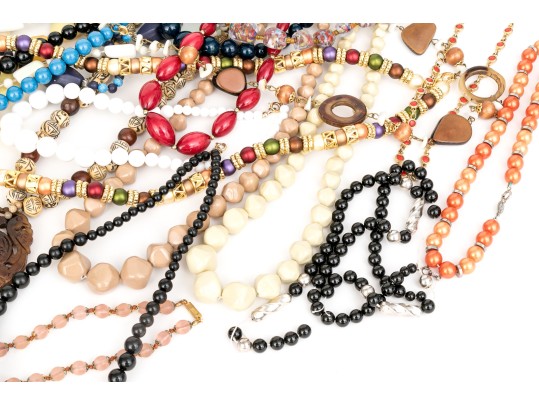 Large Collection Of Vintage Assorted Costume And Fashion Beads, Including Glass