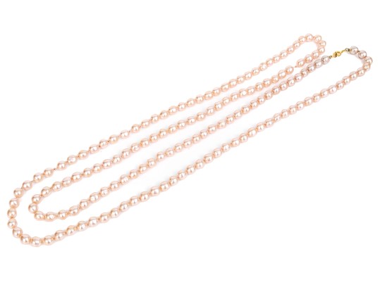 Fun Rope Length Strand Of Pink Cultured Freshwater Pearls, 55