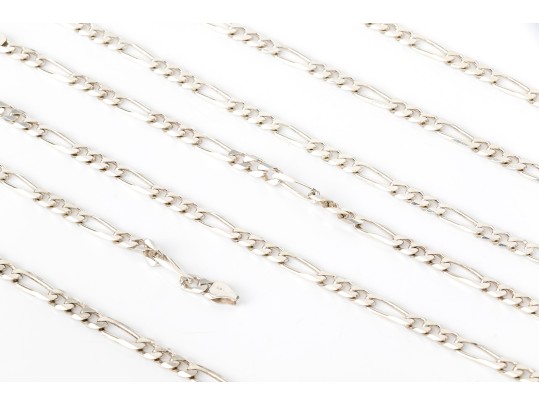 Collection Of Matching Sterling Silver Figaro Link Necklaces, And Bracelet