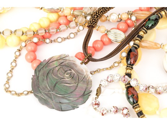 Large Collection Of Vintage Assorted Costume And Fashion Beads, Including Glass