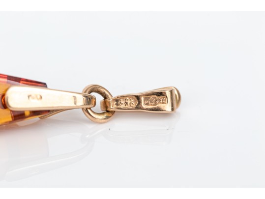 583 Rose Gold Striking Amber Pendant Earrings And Complementary Pendant