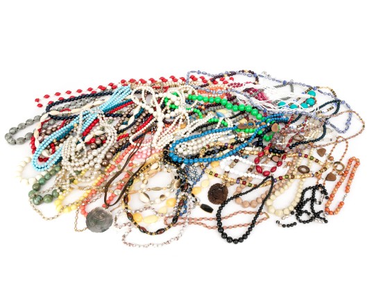 Large Collection Of Vintage Assorted Costume And Fashion Beads, Including Glass
