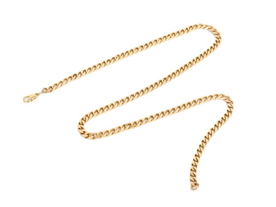 14k Yellow Gold Handsome Heavy Curb Link Chain