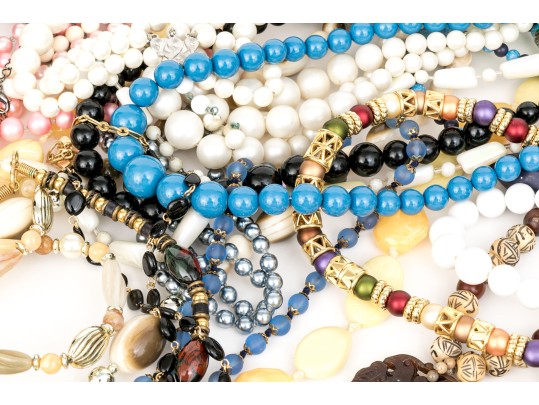 Large Collection Of Vintage Assorted Costume And Fashion Beads, Including Glass