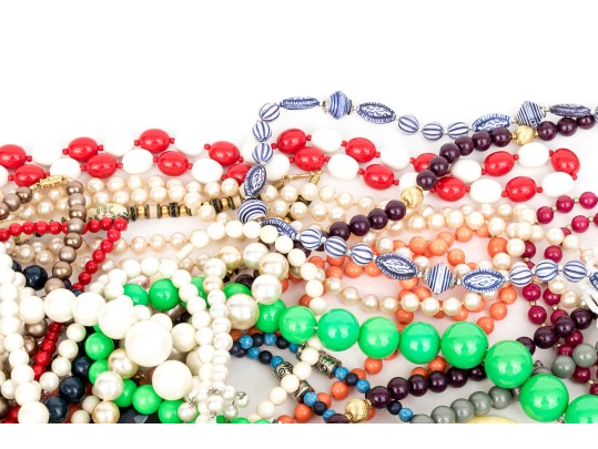 Large Collection Of Vintage Assorted Costume And Fashion Beads, Including Glass