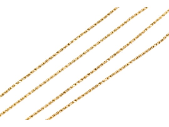 14k Yellow Gold Classic Rope Link Matinee Length Chain Necklace