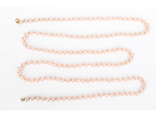 Fun Rope Length Strand Of Pink Cultured Freshwater Pearls, 55