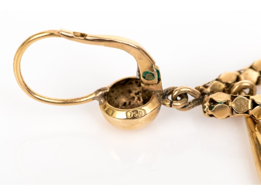 18k Yellow Gold Fun Long Open Pear Shaped Pendant Earrings