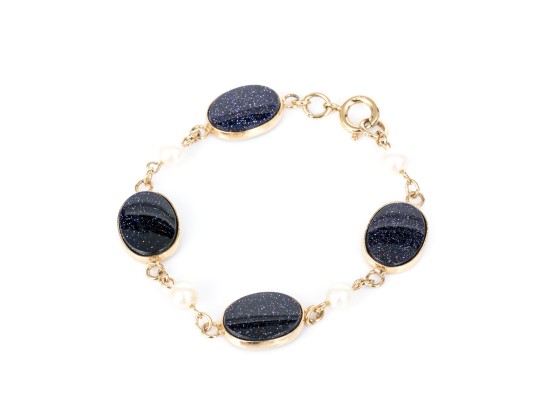 Fun Collection Of Multi Color Goldstone Glass And Black Onyx Gold Filled Jewelry Pieces