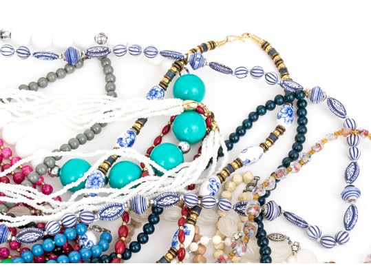 Large Collection Of Vintage Assorted Costume And Fashion Beads, Including Glass