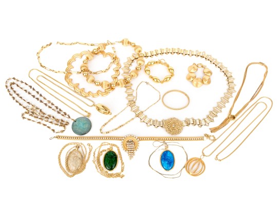 Collection Of Vintage Assorted Gold Tone Fashion Jewelry Pieces, Including Napier