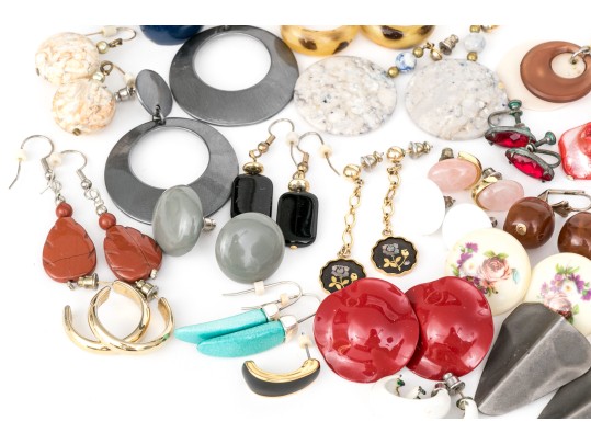 Large Collection Of Vintage Fashion Earrings, Assorted Styles 
